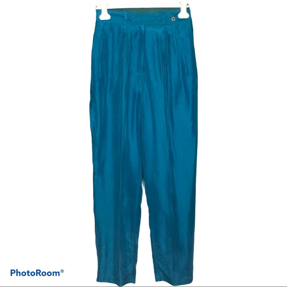 D6 Vintage 90’s Silk jumper pants in aqua blue